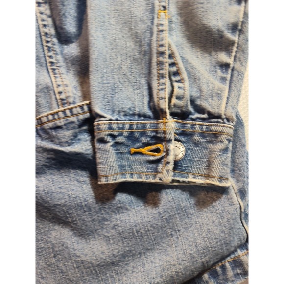 HAVANA‎ JACK'S Womens 1x Blue Denim Jeans Jacket Shacket Distressed 1295 - Picture 5 of 11